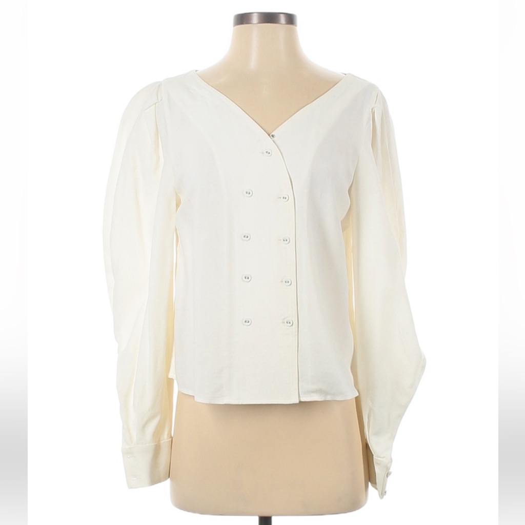 Bcbgmaxazria White Long Sleeved Button Down Top
